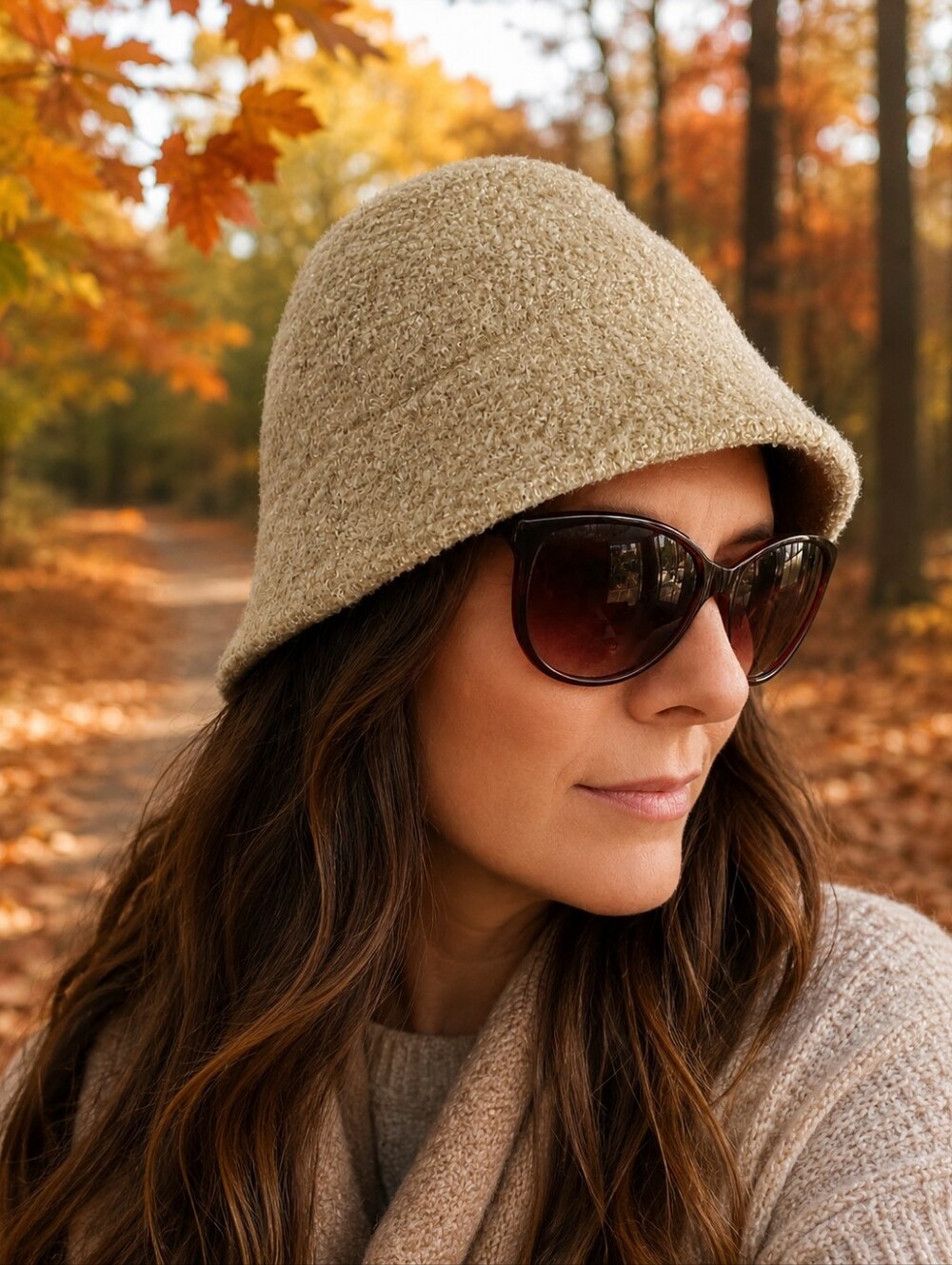 Vintage 80's Teddy Fleece Beige Bucket Hat